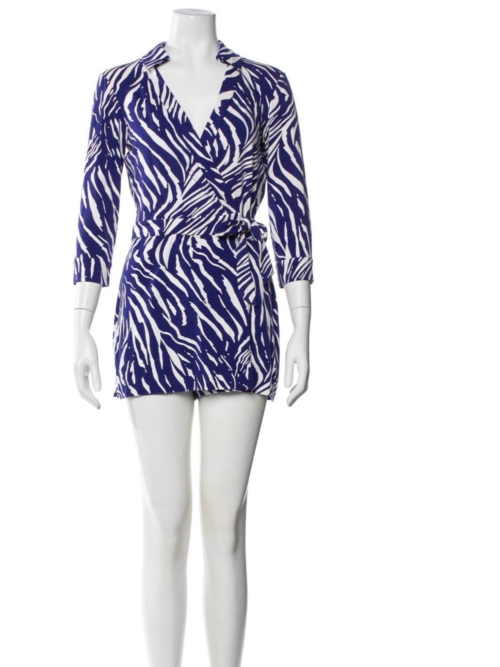 Diane Von Furstenberg Indigo and White Zebra Jumpsuit